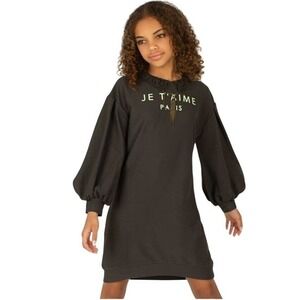 Mia Joy Zarin Dress Charcoal Gray Lace Collar Balloon Sleeve Kids Size 2 NWT $58